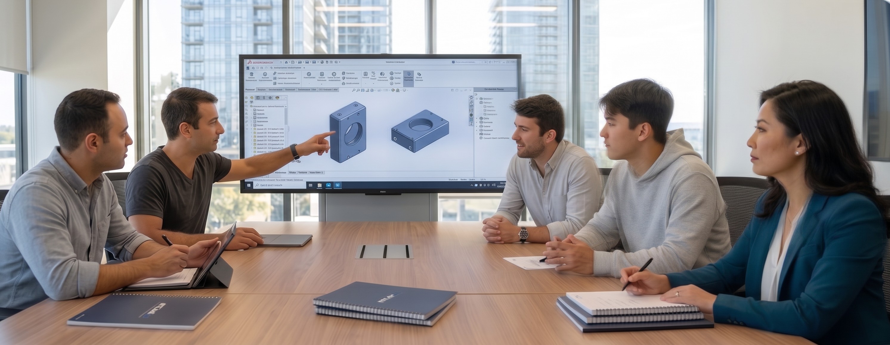 Team reviewing CAD